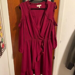 Burgundy Cocktail Dress w/Forgiving front Slit